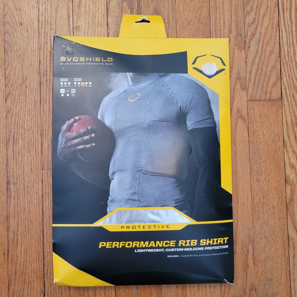 EvoShield L Performance Rib Shirt Charcoal Gray Custom Molding Protection Sports